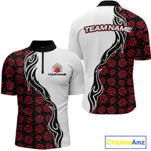 Load image into Gallery viewer, Custom Red Rose Flowers Bowling Jersey for Men Polo &amp; 1/4 Zip Bowling Team Shirts HNT212