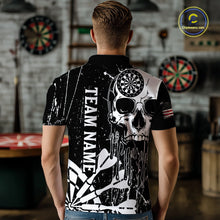Load image into Gallery viewer, Custom White Skull Darts Board Dart Shirts for Men Darts Team Jerseys Polo &amp; 1/4 Zip NNT133