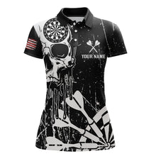 Load image into Gallery viewer, Custom White Skull Darts Board Dart Shirts for Women Darts Team Jerseys Polo &amp; 1/4 Zip NNT133