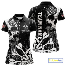 Load image into Gallery viewer, Custom White Skull Darts Board Dart Shirts for Women Darts Team Jerseys Polo &amp; 1/4 Zip NNT133