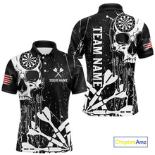 Load image into Gallery viewer, Custom White Skull Darts Board Dart Shirts for Men Darts Team Jerseys Polo &amp; 1/4 Zip NNT133