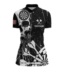 Load image into Gallery viewer, Custom White Skull Darts Board Dart Shirts for Women Darts Team Jerseys Polo &amp; 1/4 Zip NNT133