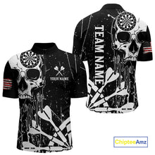 Load image into Gallery viewer, Custom White Skull Darts Board Dart Shirts for Men Darts Team Jerseys Polo &amp; 1/4 Zip NNT133