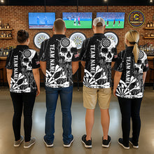 Load image into Gallery viewer, Custom White Skull Darts Board Dart Shirts for Men Darts Team Jerseys Polo &amp; 1/4 Zip NNT133