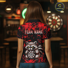 Load image into Gallery viewer, Custom Red Raccoon Funny Dart Shirt Dart Team Jersey for Women Dartboard Polo &amp; 1/4 Zip Shirts NNT170