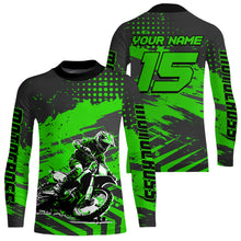 Load image into Gallery viewer, Personalized Green Motocross Shirts Off-Road Dirt Bike Shirt Kid Men Women UPF30+ DNT16
