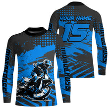 Load image into Gallery viewer, Personalized Blue Motocross Shirts Off-Road Dirt Bike Shirt Kid Men Women UPF30+ DNT16