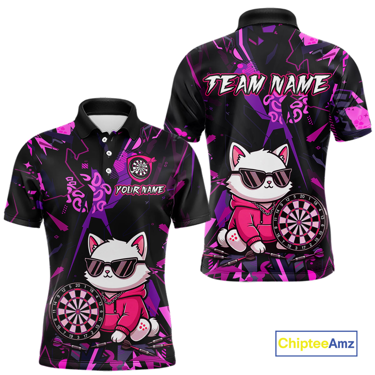 Custom Funny Cat Dart Shirts For Men Dart Board Gifts Darts Team Jerseys Dart League NNT153