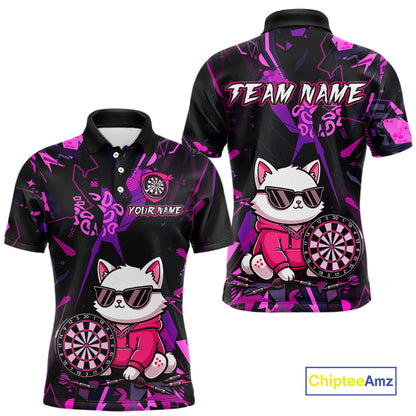 Custom Funny Cat Dart Shirts For Men Dart Board Gifts Darts Team Jerseys Dart League NNT153