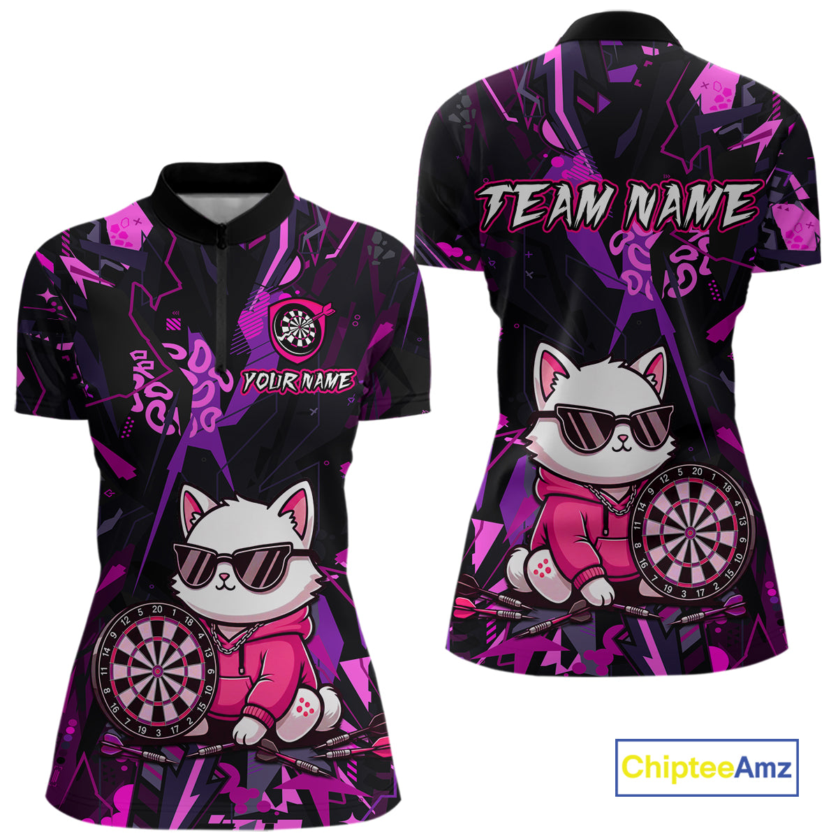 Custom Funny Cat Dart Shirts For Women Dart Board Gifts Darts Team Jerseys Dart League NNT153