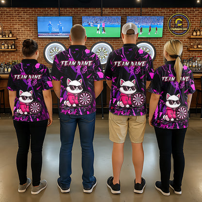 Custom Funny Cat Dart Shirts For Men Dart Board Gifts Darts Team Jerseys Dart League NNT153