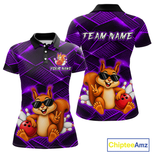 Purple Squirrel Funny Custom Bowling Jersey for Women Bowling Team Shirts Bowling League HNT304