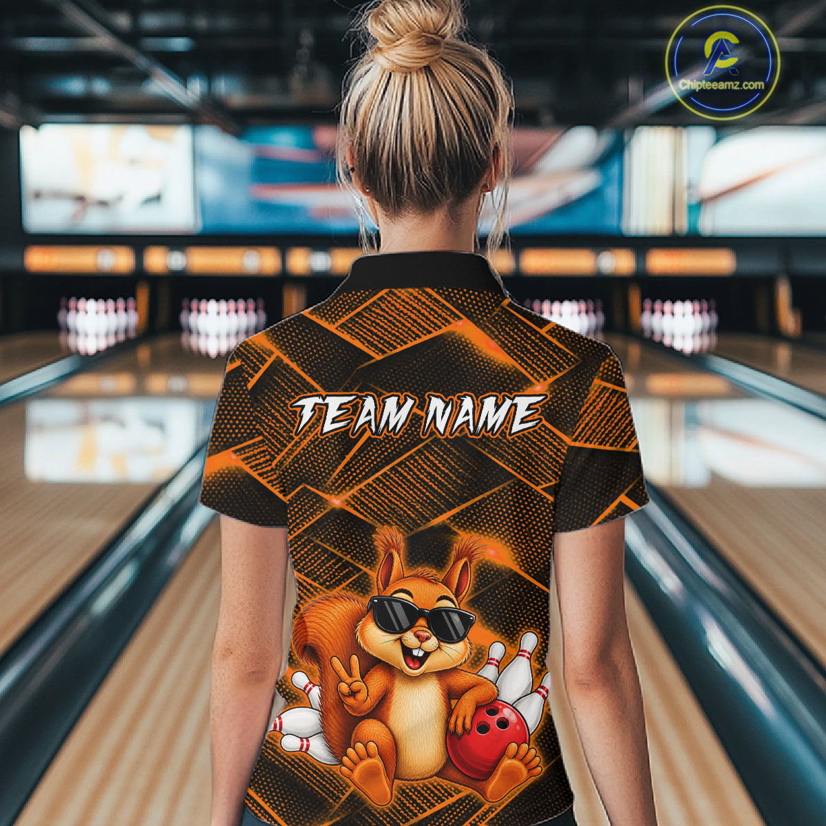 Orange Squirrel Funny Custom Bowling Jersey for Women Bowling Team Shirts Bowling League HNT304