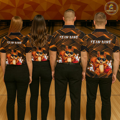 Orange Squirrel Funny Custom Bowling Jersey for Men Bowling Team Shirts Bowling League HNT304
