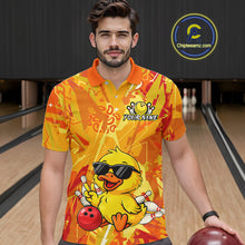 Load image into Gallery viewer, Custom Yellow Funny Duck Bowling Jersey for Men Bowling Uniform Polo &amp; 1/4 Zip Bowling Team Shirts HNT236