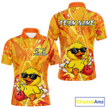 Load image into Gallery viewer, Custom Yellow Funny Duck Bowling Jersey for Men Bowling Uniform Polo &amp; 1/4 Zip Bowling Team Shirts HNT236