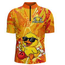 Load image into Gallery viewer, Custom Yellow Funny Duck Bowling Jersey for Men Bowling Uniform Polo &amp; 1/4 Zip Bowling Team Shirts HNT236