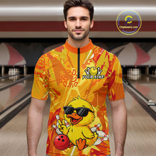 Load image into Gallery viewer, Custom Yellow Funny Duck Bowling Jersey for Men Bowling Uniform Polo &amp; 1/4 Zip Bowling Team Shirts HNT236