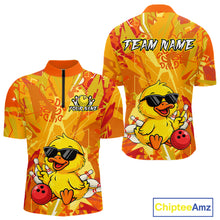 Load image into Gallery viewer, Custom Yellow Funny Duck Bowling Jersey for Men Bowling Uniform Polo &amp; 1/4 Zip Bowling Team Shirts HNT236