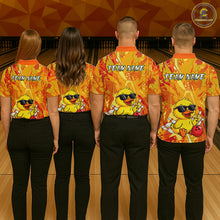 Load image into Gallery viewer, Custom Yellow Funny Duck Bowling Jersey for Men Bowling Uniform Polo &amp; 1/4 Zip Bowling Team Shirts HNT236