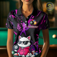 Load image into Gallery viewer, Custom Pink Cat Funny 8 Ball Pool Shirts Billiard Shirt for Women Billiard Team Jersey League NNT175