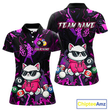 Load image into Gallery viewer, Custom Pink Cat Funny 8 Ball Pool Shirts Billiard Shirt for Women Billiard Team Jersey League NNT175