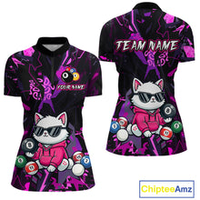 Load image into Gallery viewer, Custom Pink Cat Funny 8 Ball Pool Shirts Billiard Shirt for Women Billiard Team Jersey League NNT175
