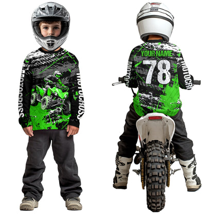 Custom Green Off-Road Quad Bike Shirt Youth ATV Motocross Shirts Kid Men Women UPF30+ DNT78
