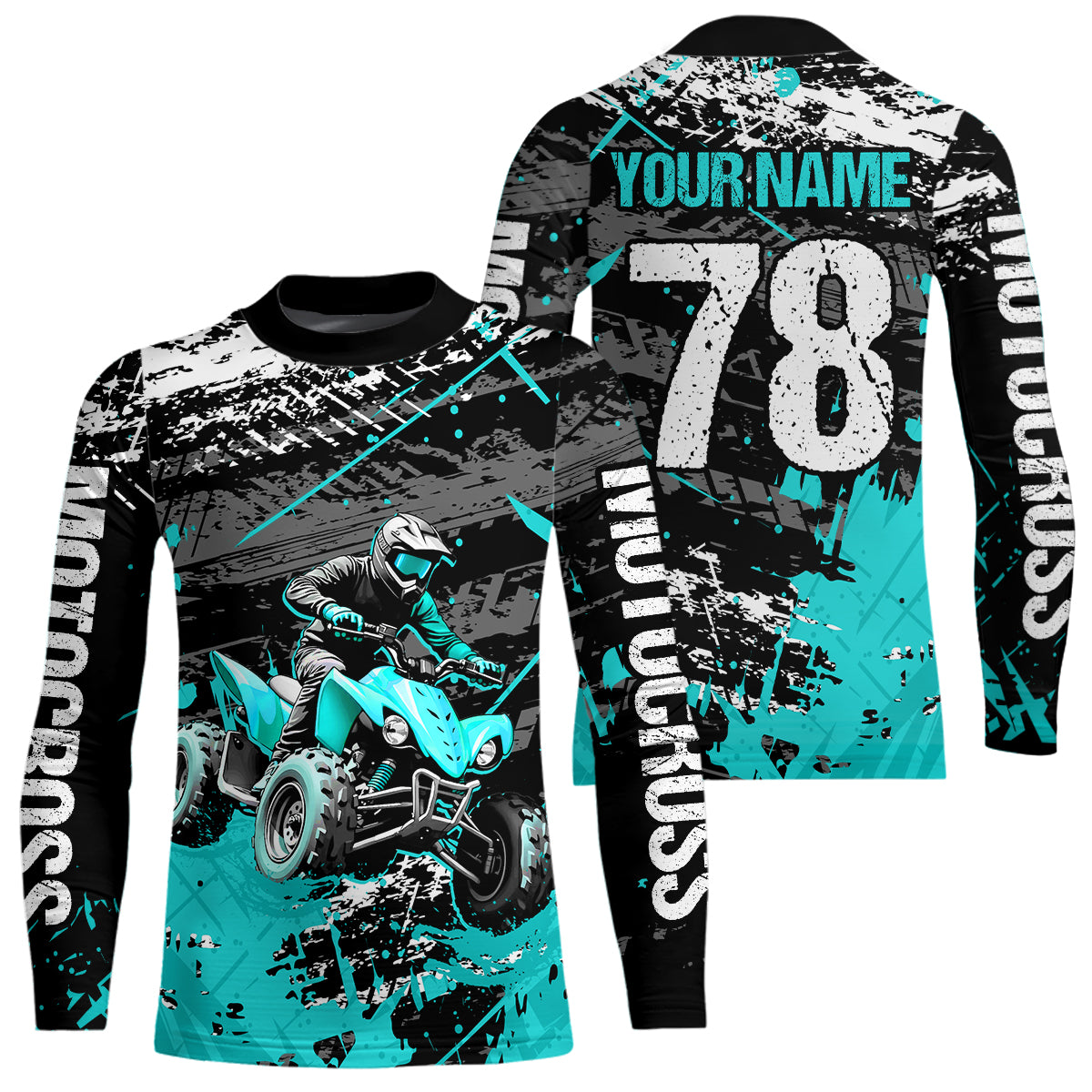 Custom Turquoise Off-Road Quad Bike Shirt Youth ATV Motocross Shirts Kid Men Women UPF30+ DNT78