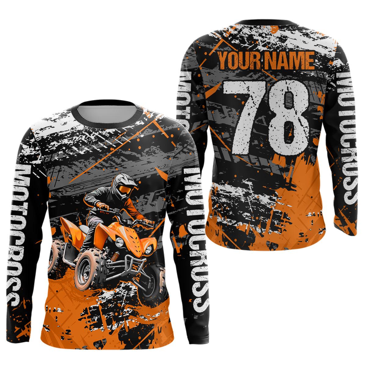 Custom Orange Off-Road Quad Bike Shirt Youth ATV Motocross Shirts Kid Men Women UPF30+ DNT78