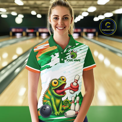 Custom Funny Chameleon Bowling Jersey for Women Bowling Team Shirts Bowling League HNT308