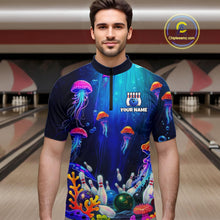 Load image into Gallery viewer, Custom Jellyfish Bowling Jersey for Men Ocean Theme Bowling Team Shirt Bowling League HNT272