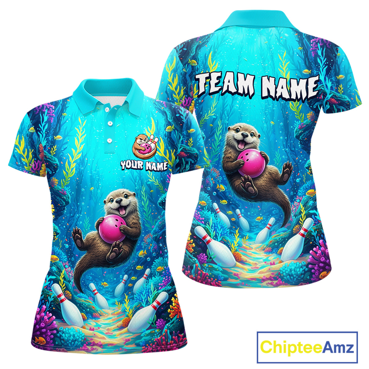 Custom Ocean Funny Otte Bowling Jersey for Women Funny Bowling Team Shirts Bowling Uniform HNT273