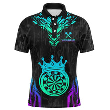 Load image into Gallery viewer, Custom Neon Black Crown Dart Shirts for Men Darts Team Jerseys Dart League Polo &amp; 1/4 Zip NNT140