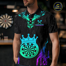 Load image into Gallery viewer, Custom Neon Black Crown Dart Shirts for Men Darts Team Jerseys Dart League Polo &amp; 1/4 Zip NNT140