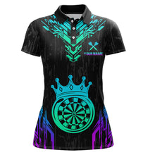 Load image into Gallery viewer, Custom Neon Black Crown Dart Shirts for Women Darts Team Jerseys Dart League Polo &amp; 1/4 Zip NNT140