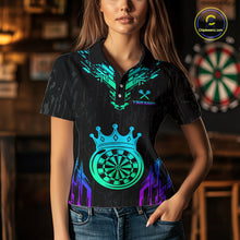 Load image into Gallery viewer, Custom Neon Black Crown Dart Shirts for Women Darts Team Jerseys Dart League Polo &amp; 1/4 Zip NNT140