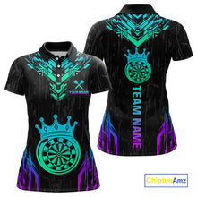 Load image into Gallery viewer, Custom Neon Black Crown Dart Shirts for Women Darts Team Jerseys Dart League Polo &amp; 1/4 Zip NNT140