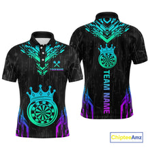 Load image into Gallery viewer, Custom Neon Black Crown Dart Shirts for Men Darts Team Jerseys Dart League Polo &amp; 1/4 Zip NNT140