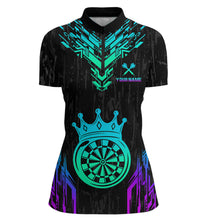 Load image into Gallery viewer, Custom Neon Black Crown Dart Shirts for Women Darts Team Jerseys Dart League Polo &amp; 1/4 Zip NNT140