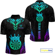 Load image into Gallery viewer, Custom Neon Black Crown Dart Shirts for Men Darts Team Jerseys Dart League Polo &amp; 1/4 Zip NNT140