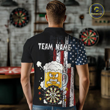 Load image into Gallery viewer, Person wearing a black polo shirt with a colorful graphic and 'TEAM NAME' text in an indoor setting.
