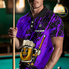 Load image into Gallery viewer, Custom Funny Purple Beer 8 Ball Pool Billiard Shirt for Men Polo &amp; 1/4 Zip, Billiard Team Jerseys NNT147
