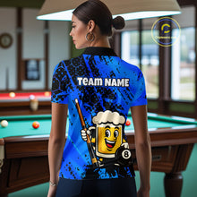 Load image into Gallery viewer, Custom Funny Blue Beer 8 Ball Pool Billiard Shirt for Women Polo &amp; 1/4 Zip, Billiard Team Jerseys NNT147