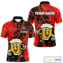 Load image into Gallery viewer, Custom Funny Red Beer 8 Ball Pool Billiard Shirt for Men Polo &amp; 1/4 Zip, Billiard Team Jerseys NNT147