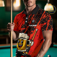 Load image into Gallery viewer, Custom Funny Red Beer 8 Ball Pool Billiard Shirt for Men Polo &amp; 1/4 Zip, Billiard Team Jerseys NNT147