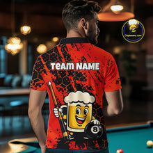 Load image into Gallery viewer, Custom Funny Red Beer 8 Ball Pool Billiard Shirt for Men Polo &amp; 1/4 Zip, Billiard Team Jerseys NNT147