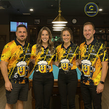 Load image into Gallery viewer, Custom Funny Yellow Beer 8 Ball Pool Billiard Shirt for Men Polo &amp; 1/4 Zip, Billiard Team Jerseys NNT147