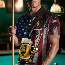 Load image into Gallery viewer, Custom Funny US Flag Beer 8 Ball Pool Billiard Shirt for Men Polo &amp; 1/4 Zip, Billiard Team Jerseys NNT147