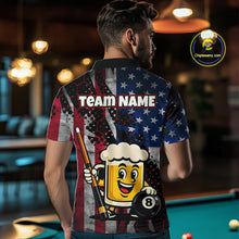 Load image into Gallery viewer, Custom Funny US Flag Beer 8 Ball Pool Billiard Shirt for Men Polo &amp; 1/4 Zip, Billiard Team Jerseys NNT147